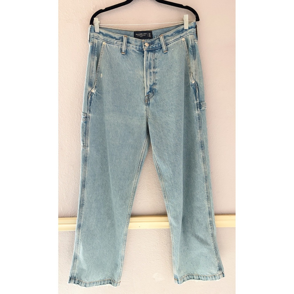 Abercrombie & Fitch Mens Authentic Rigid Denim Baggy Carpenter Jeans Distressed